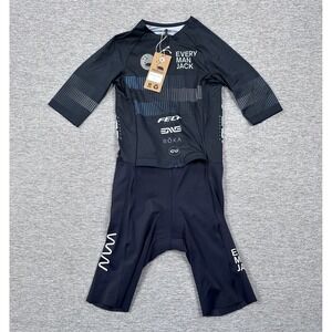 WYN Republic Triathlon Suit Mens Small Blue EMJ Velocity+ Sponsor Logos NEW